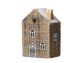 Koriste Lumitalo 12cm tummanruskea