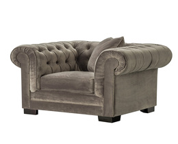 Nojatuoli Chesterfield Classic samettiharmaa 118x96x77cm