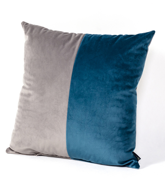 Cushion Patchwork square grey blue