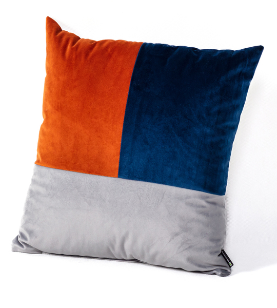 Cushion Patchwork square coppper ink grey