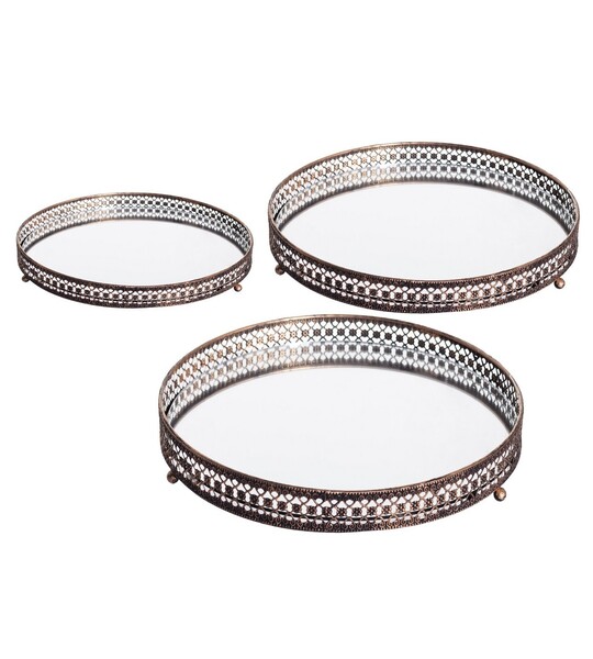 Set trays Edith 3pcs antique gold