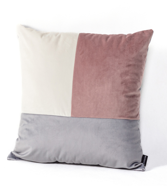 Poduszka Patchwork kwadratowa pink grey white