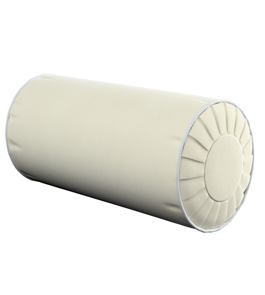 Cushion bolster with tabs with piping