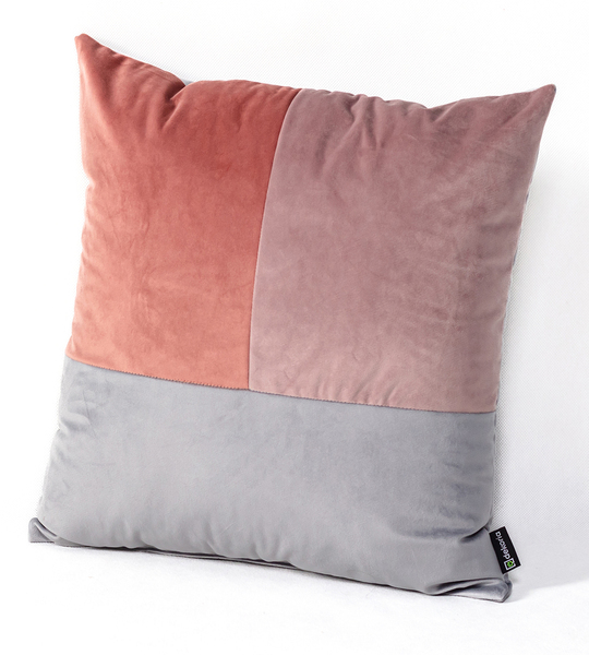 Cushion Patchwork square pink grey lilac