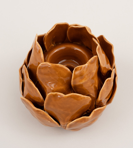 Candle holder Petalia light brown 10 cm